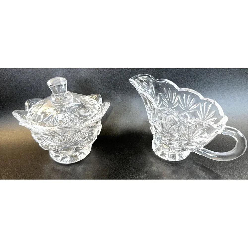 Vintage Shannon by Godinger Irish Crystal Scalloped 3 Pc Sugar Creamer Set EVC
